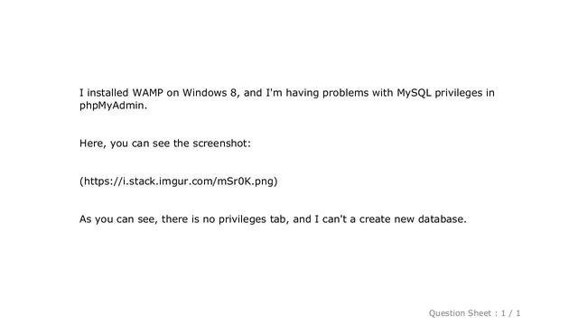 MySQL : No privileges on wamp server phpmyadmin смотреть онлайн