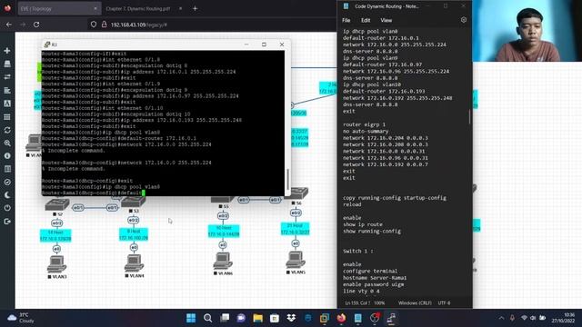Konfigurasi STP-VTP-VLAN-DHCP-InterVLAN Routing dan EIGRP dengan EVE-NG | Video Tutorial смотреть онлайн