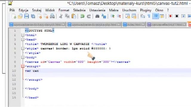 CANVAS - HTML5 TUTORIAL - HOW TO DRAW LINE - JAK NAMALOWAĆ LINIĘ смотреть онлайн