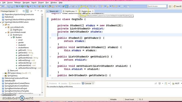 23.Injecting Collection like Array,List and Set with custom data type practical example-PART1 смотреть онлайн