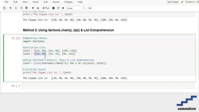 How to zip 2 lists of lists-using itertools.chain(),zip() & List Comprehension смотреть онлайн