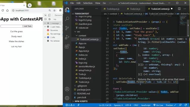 React Tutorial - TodoApp with Context API III - Deleting ToDo (2020) смотреть онлайн