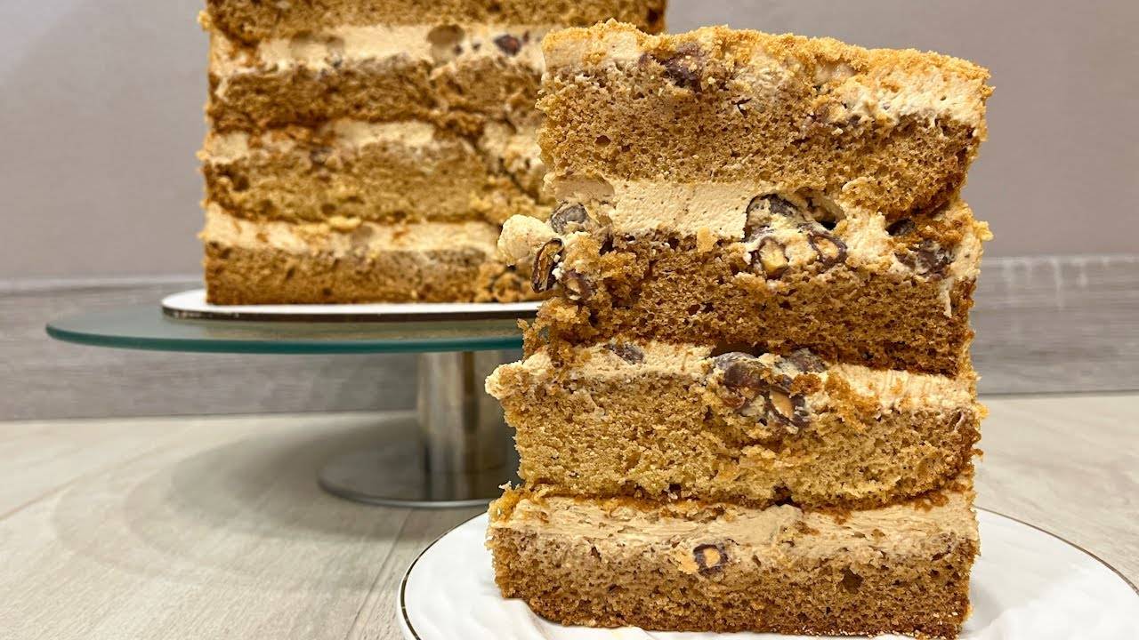 Медовый Торт С Хрустящими Орешками В Шоколаде!