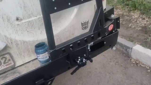 Установка заднего силового бампера фирмы OJ на УАЗ патриот 2015 года . смотреть онлайн
