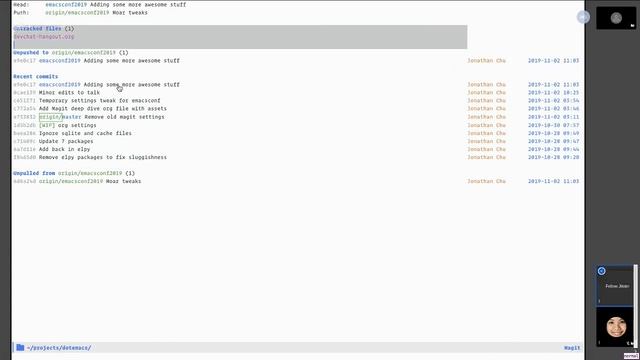 EmacsConf 2019 - 14 - Magit deep dive - Jonathan Chu смотреть онлайн