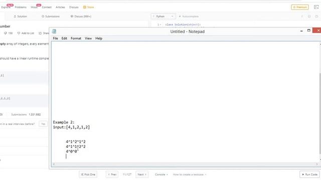 Leetcode #136 Single Number Python Solution (Bit manipulation) смотреть онлайн