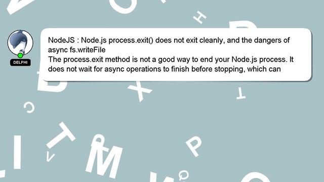 NodeJS : Node.js process.exit() does not exit cleanly, and the dangers of async fs.writeFile смотреть онлайн