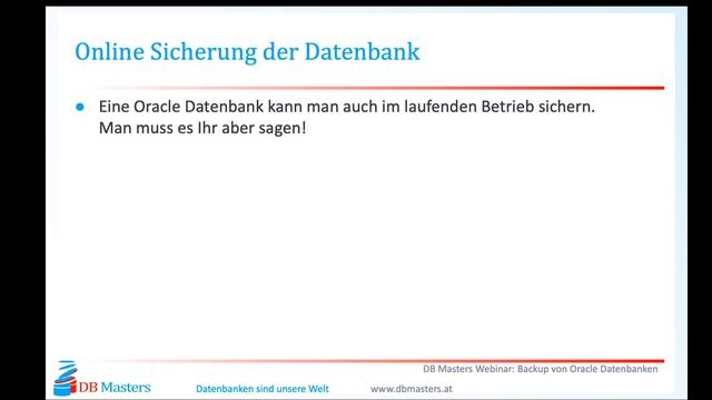 DB Masters Grundlagen Webinar Export versus Backup von Oracle Datenbanken смотреть онлайн