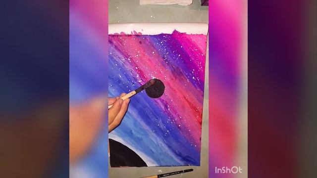 Лёгкий рисунок гуашью за 15 мин ❤космос смотреть онлайн