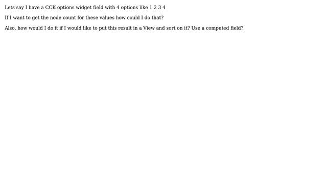 Drupal: Get node count for each value of a CCK Options Widgets field смотреть онлайн