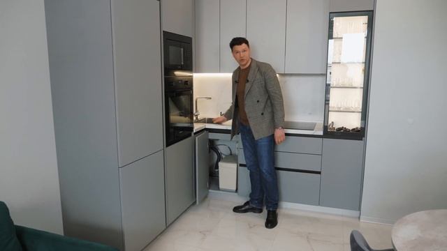 ОБЗОР СЕРОЙ МАТОВОЙ КУХНИ БЕЗ РУЧЕК. смотреть онлайн