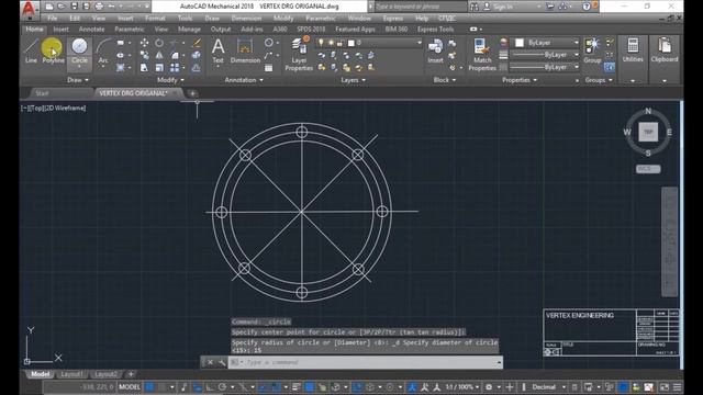 HOW TO CREATE A FLANGE IN AUTOCAD 2D?