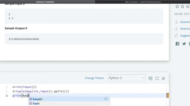 Tuples | Hash() | Python | Basic Data Types | HackerRank смотреть онлайн