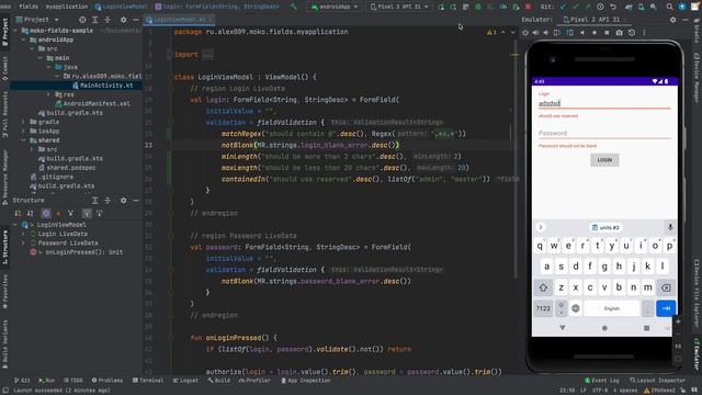 Kotlin Multiplatform Mobile. MOKO. fields #2 - валидация смотреть онлайн