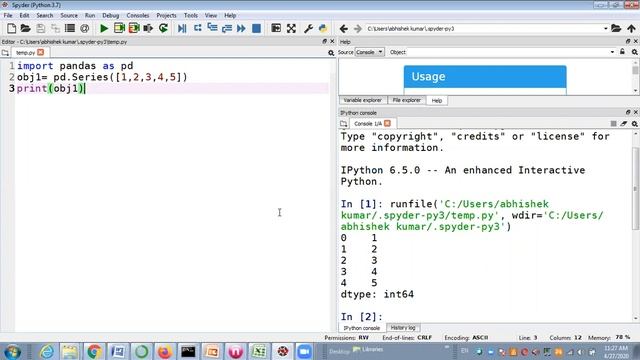 Python Pandas - Creation of Series & Python IDE смотреть онлайн