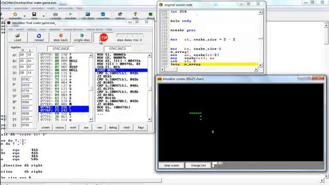 snake game assembly code simulation смотреть онлайн