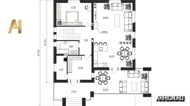 Эффектный двухэтажный дом в силе Райта с продуманной планировкой и крытой террасой 207 м2