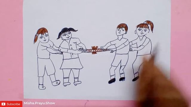 International Tug of War Day Drawing | Tug of War Drawing very easy Step by Step | Learn Drawing смотреть онлайн