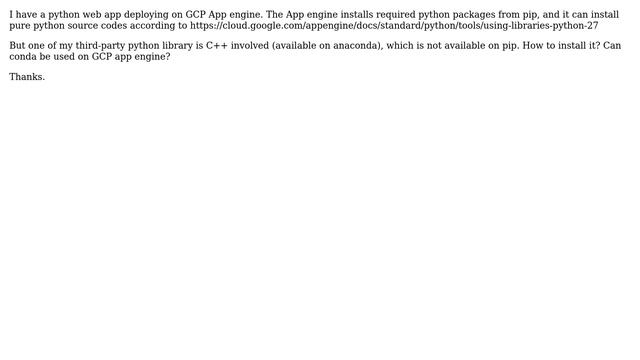 DevOps & SysAdmins: Install third-party C++ involved python library on google cloud app engine смотреть онлайн