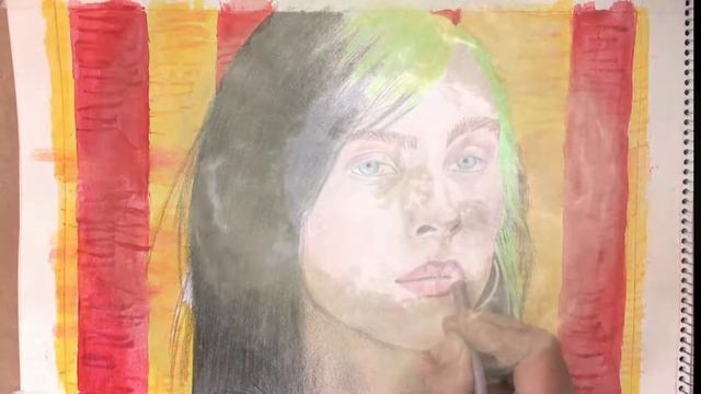 Dibujo un retrato de BILLIE EILISH ? | Cómo dibujar cantante con LÁPICES y ACUARELAS ? смотреть онлайн