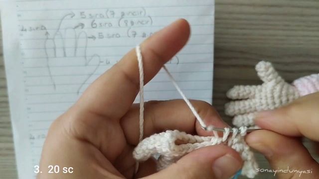 Amigurumi Parmaklı El Yapımı/ How To Make Hand With Fingers For Your Crochet Dolls #diy #amigurumie