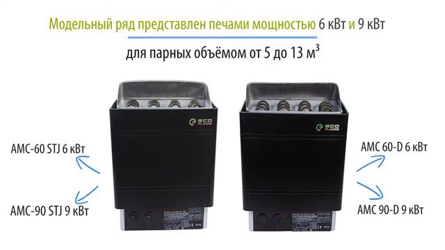 Электрокаменка для сауны и бани EcoFlame серия STJ и D. Напольные электрические печи Экофлейм смотреть онлайн