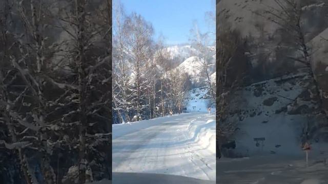 Алтай зима 19.01.2016 дорога из Тюнгура смотреть онлайн