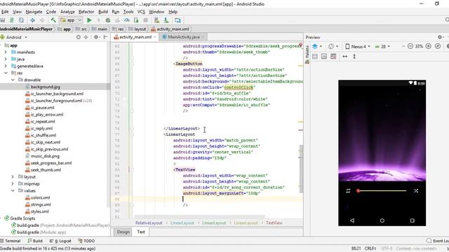 Android Material Music Player Tutorial Part 1 Design Player смотреть онлайн