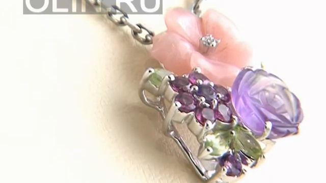 Кулон "Букет" с натуральными драгоценными камнями смотреть онлайн