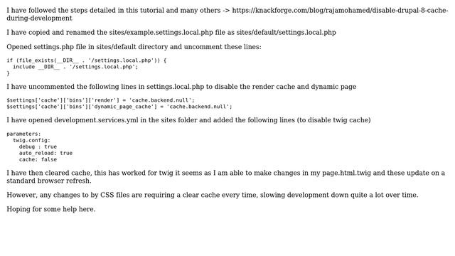 Drupal: CSS still requiring clearing cache after following steps to switch caching off смотреть онлайн