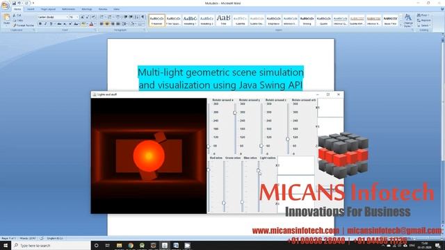 JAVA SOURCE CODE for MULTI-LIGHT GEOMETRIC SCENE SIMULATION AND VISUALIZATION USING SWING API смотреть онлайн