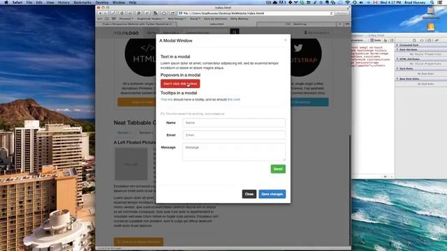 Twitter Bootstrap Basics Build Responsive Websites Tutorials - #20-Coding The Tooltip & Popover смотреть онлайн