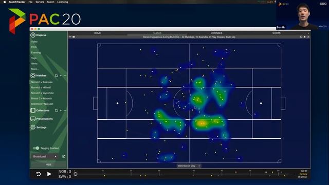 Ben Hu explores Tracking Data and Heat Maps in Football Analysis during SBG's PAC20 смотреть онлайн