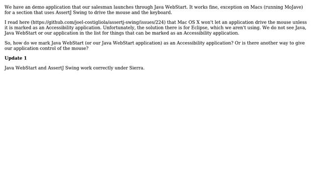 Apple: How to enable mouse control (accessibility?) for Java WebStart application? смотреть онлайн