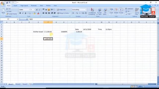 Office excel-2007 | Home tab | Number group Class 3 | Online Tutor Ruhul смотреть онлайн