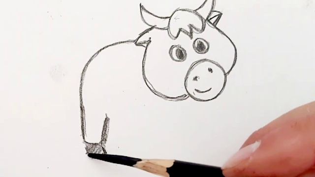 Positive Joyful Little Cow #drawing #pencil #animal # животное # рисунок ＃動物 #お絵かき смотреть онлайн