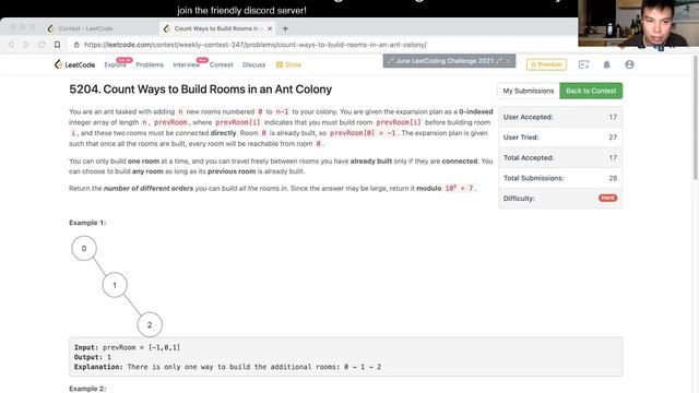 Forgot to mod again! Leetcode Weekly Contest 247 (108th) with commentary смотреть онлайн