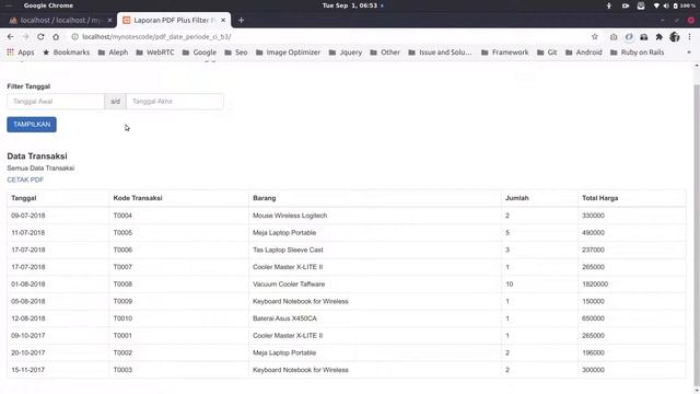 DEMO Tutorial Membuat Laporan PDF Plus Filter Periode Tanggal dengan Codeigniter смотреть онлайн