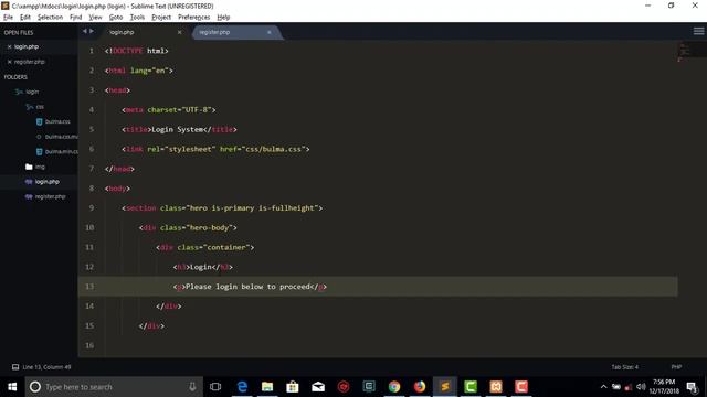 Php, Mysql and Bulma Login and Registration System - Part 1 смотреть онлайн