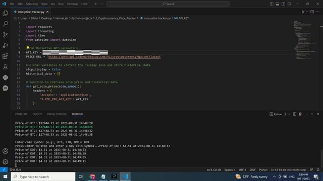 Build a Real-Time Cryptocurrency Price Tracker with Python and CoinMarketCap API смотреть онлайн