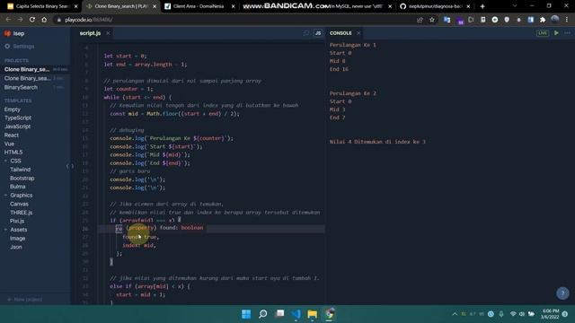 Materi dan Simulasi Metode Algoritma Binary Search Menggunakan Javascript смотреть онлайн