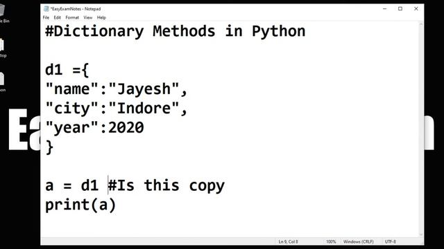 Python #23 | Dictionary methods in Python | Hindi | EasyExamNotes.com | Jayesh Umre смотреть онлайн