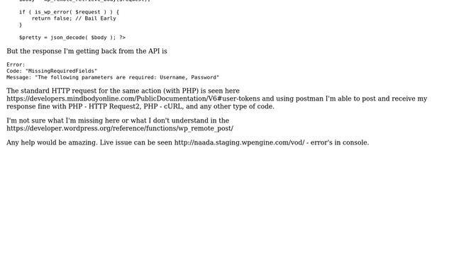 Wordpress: Post body not working with wp_remote_post() смотреть онлайн
