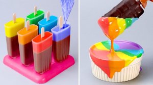 АСМР: радужное украшение торта