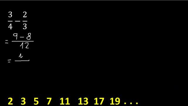 3/4 menos 2/3 , Resta de fracciones 3/4-2/3 heterogeneas , diferente denominador смотреть онлайн