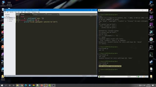 Pythonda xatoliklarni oldini olish, try except operatori |16-dars|Python darslari|Informatika 9-sin смотреть онлайн