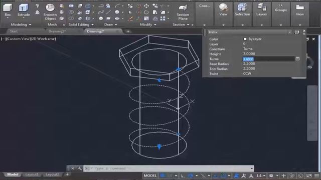 AutoCAD 3D Tutorial - Modeling a Screw (Bolt) смотреть онлайн