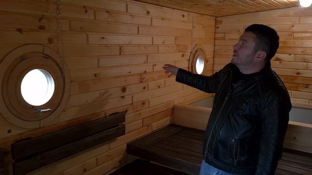 Баня корабль, двухэтажная мобильная! Самая не обычная баня с русской печью, купелю и кедром! смотреть онлайн