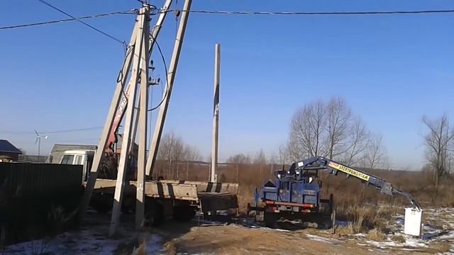 Установка эл. опоры СВ-110 с помощью КМУ смотреть онлайн