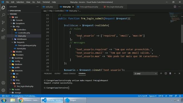 LARAVEL #057 CRIAÇÃO DE UM REQUEST PERSONALIZADO PARA VALIDAÇÃO смотреть онлайн